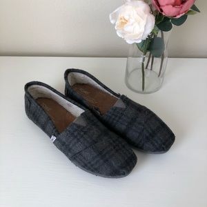 Toms grey plaid slip-ons